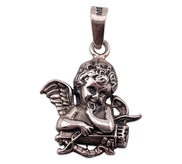 sterling silver Mexican cherub Cupid pendant