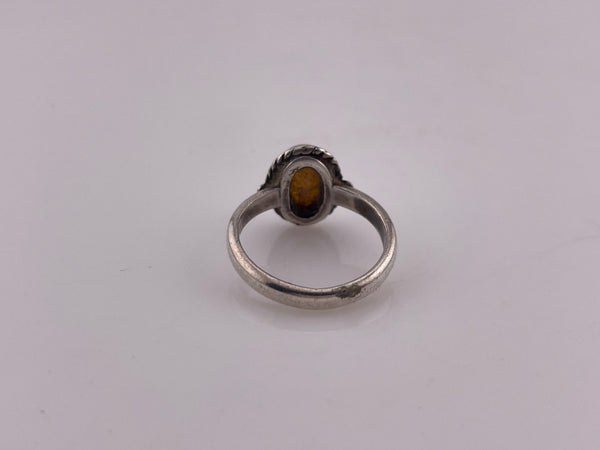 size 3.5 sterling silver synthetic amber ring