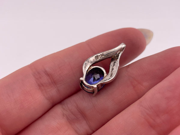 sterling silver rhodium plated faceted amethyst lab opal pendant