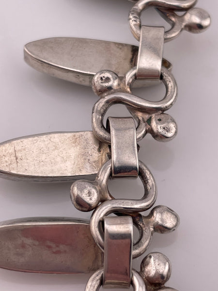 sterling silver 17 1/2" Mexican synthetic malachite collar necklace