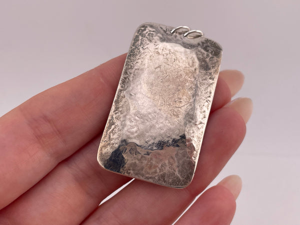sterling silver rectangle amber pendant