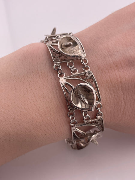 sterling silver 7" calla lily flower link bracelet