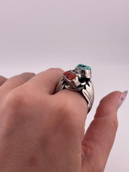 size 11.5 sterling silver turquoise coral ring