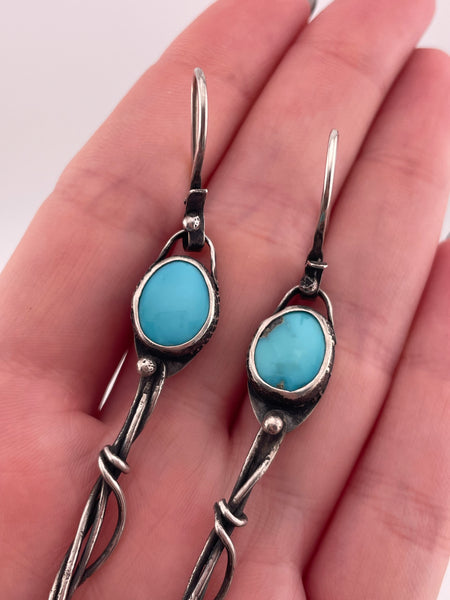 sterling silver artisan turquoise rainbow moonstone hook dangle earrings