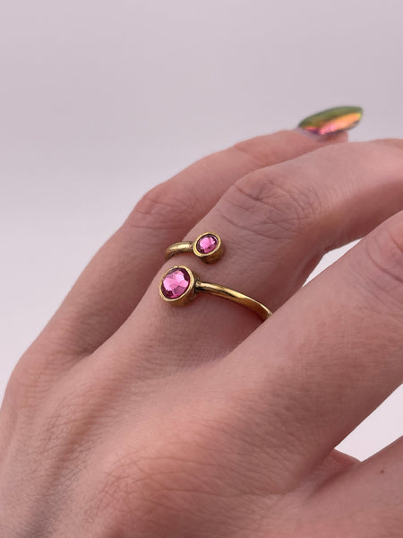 size 7.5 sterling silver gold wash plastic gems ring