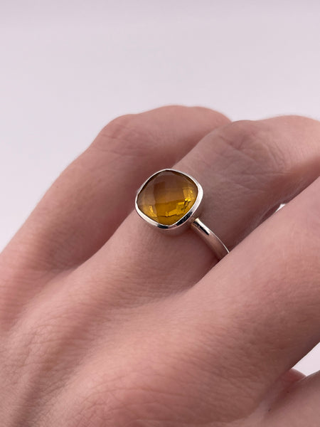size 7 sterling silver faceted citrine ring