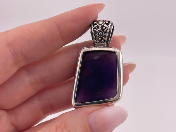 sterling silver amethyst cut-out design bail pendant