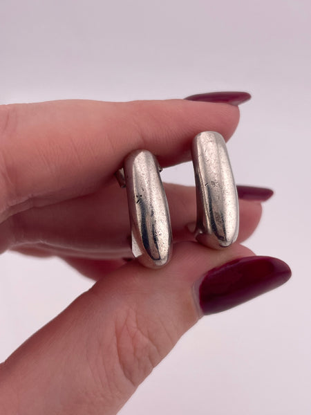 sterling silver Mexican modern L shaped chunky stoneless post earrings