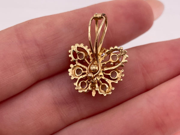 14k yellow gold opal butterfly lever-back bale pendant