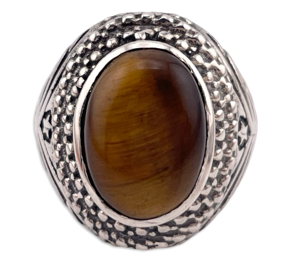 size 5.75 sterling silver tiger eye star ring