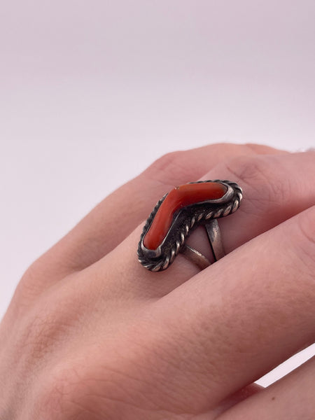 size 6.25 sterling silver coral ring