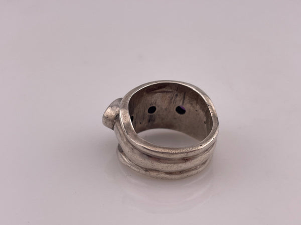 size 6 sterling silver three stone faceted amethyst ring