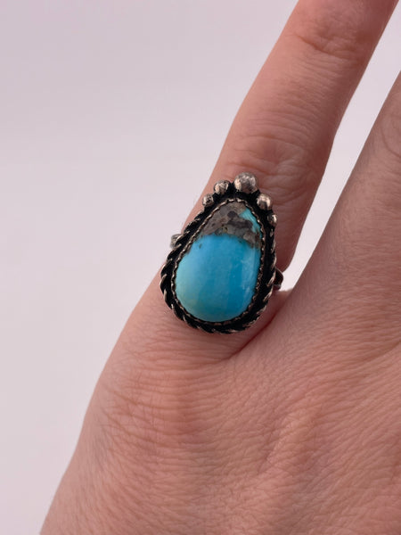 size 4 sterling silver turquoise ring