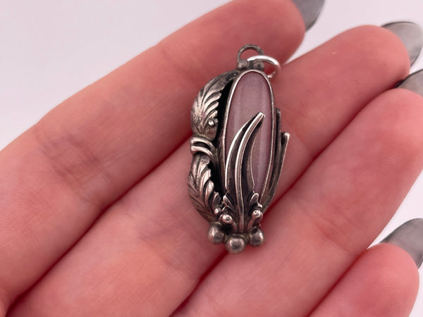 sterling silver E Pino rose quartz pendant