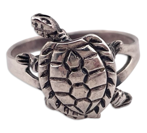 size 9.25 sterling silver wiggly turtle ring