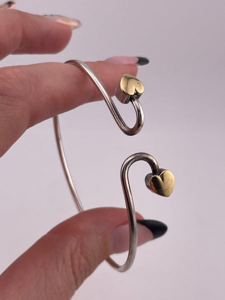 sterling silver & 18k gold Tiffany & Co heart bangle bracelet