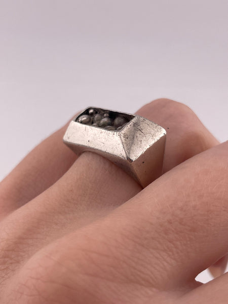 size 6.25 sterling silver chunky stoneless abstract ring