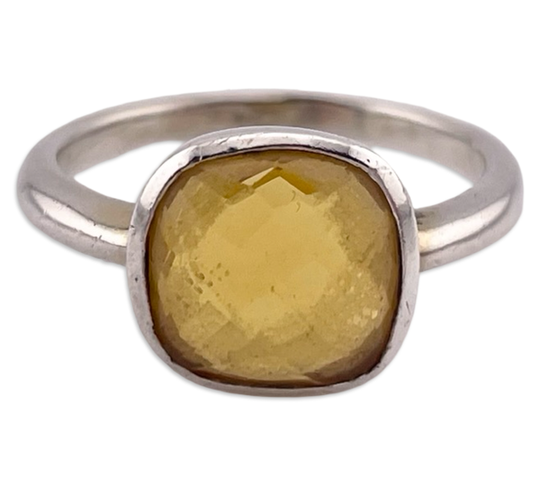 size 7 sterling silver faceted citrine ring