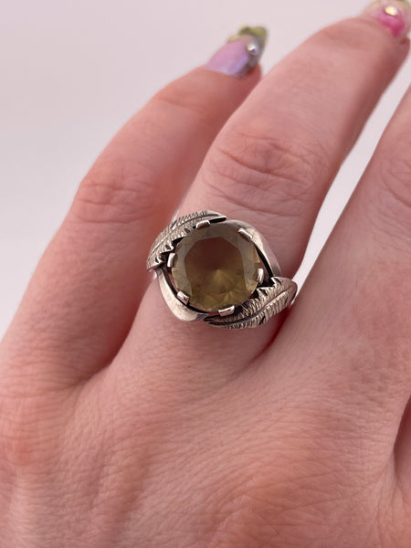 size 6.75 sterling silver Mexican faceted citrine ring
