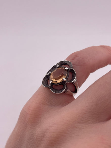 size 5 sterling silver faceted glass textured ring