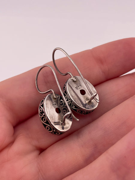 sterling silver amber swirl hook earrings