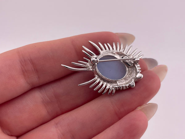 sterling silver glass fish brooch pin ***AS IS***