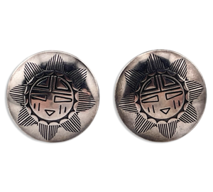 sterling silver Zuni Sun Face clip-on earrings