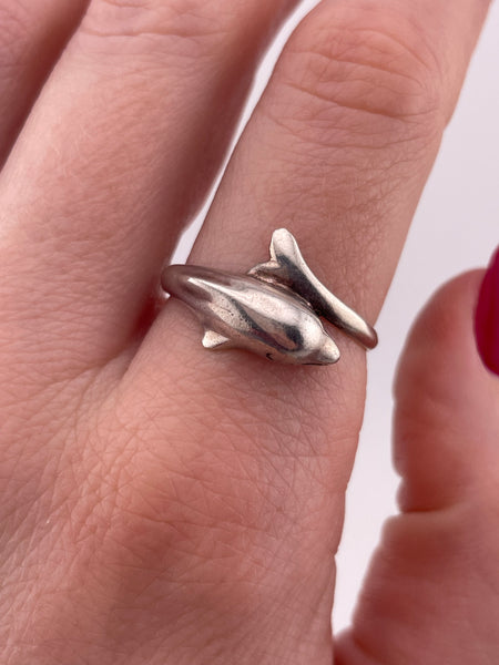 size 8.75 sterling silver dolphin ring