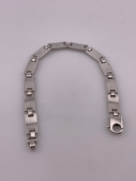 sterling silver 8 1/4" stoneless rectangle link bracelet