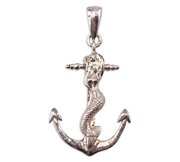 sterling silver mermaid anchor pendant