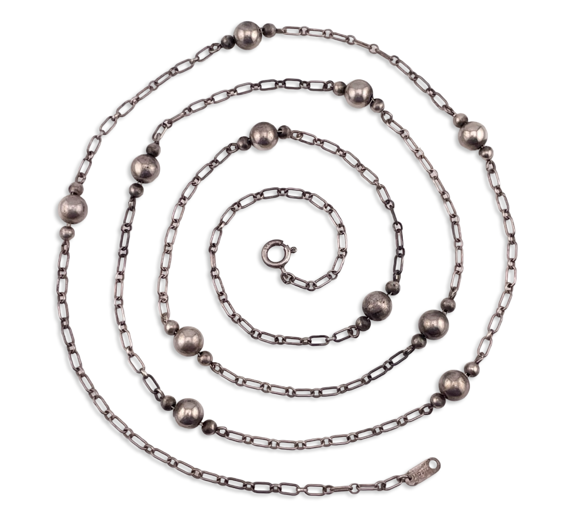sterling silver 41" spacer ball layer necklace