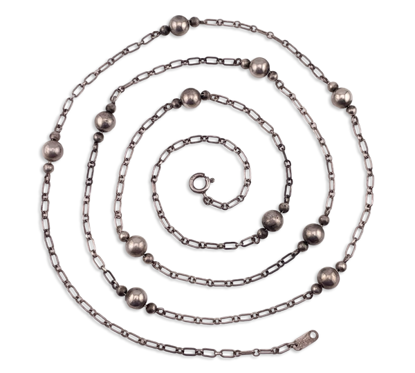 sterling silver 41" spacer ball layer necklace