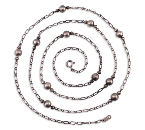 sterling silver 41" spacer ball layer necklace