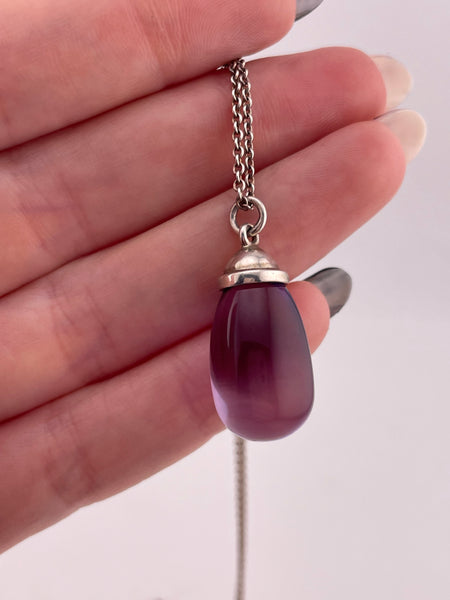sterling silver Tiffany & Co Paloma Picasso amethyst teardrop pendant necklace