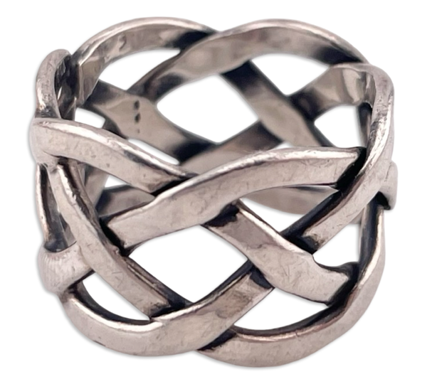 size 7.75 sterling silver stoneless woven ring