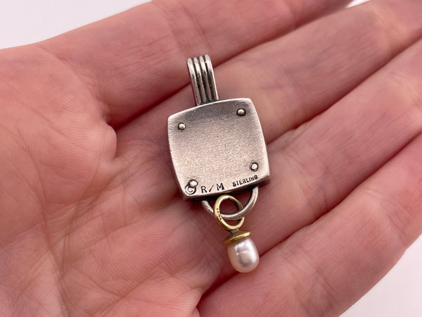 sterling silver & 10k gold artisan pearl pendant