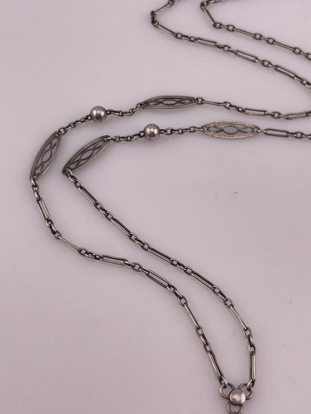 sterling silver fancy lorgnette lariat chain necklace