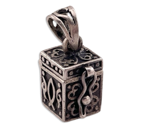 sterling silver religious compartment box locket pendant