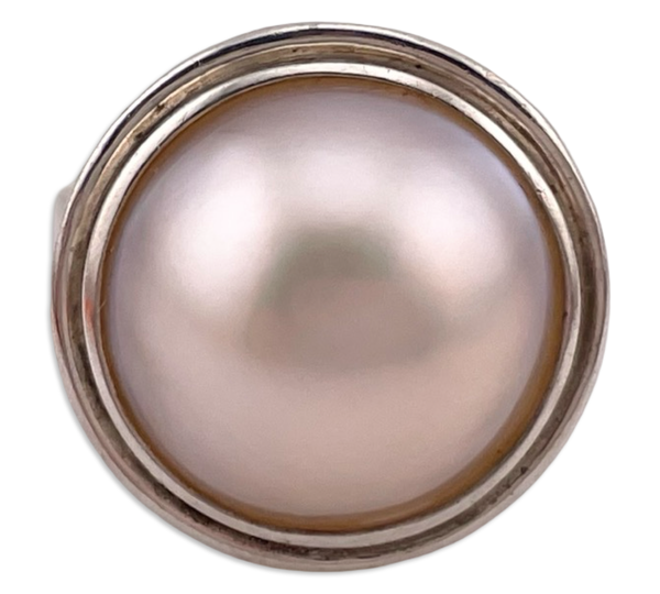 size 5.25 sterling silver faux pearl ring