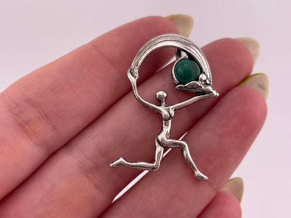 sterling silver malachite person rainbow pendant