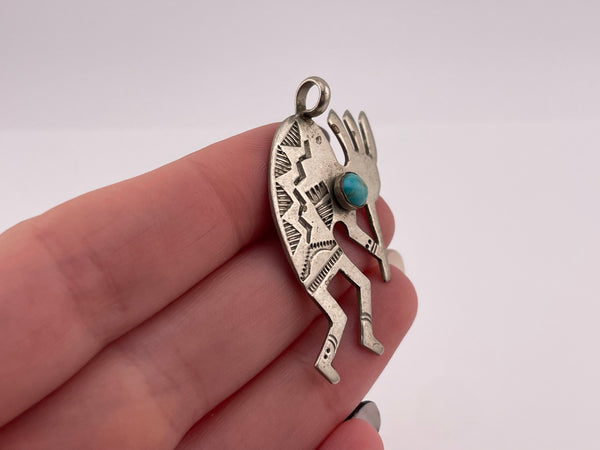 nickle silver turquoise kokopelli pendant