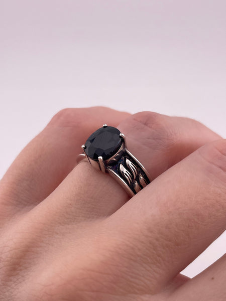 size 7 sterling silver faceted lab sapphire ring