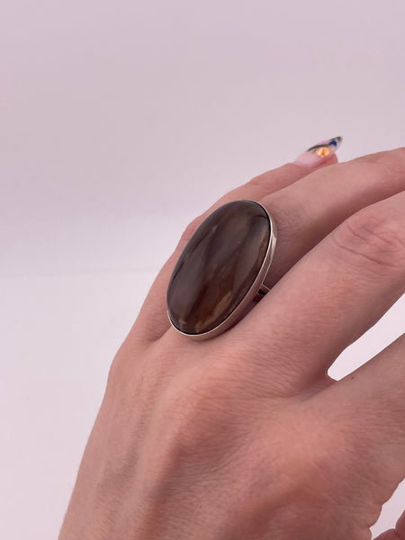 size 6 sterling silver brown agate ring