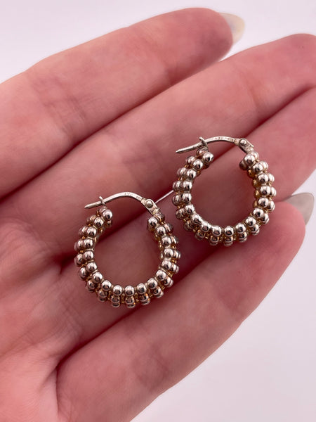 sterling silver 3/4" ball chain hoop earrings