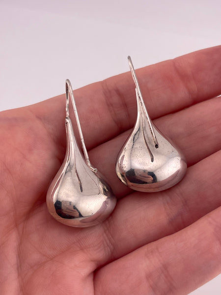 sterling silver & gold plated stoneless flower jug dangle earrings **AS IS**