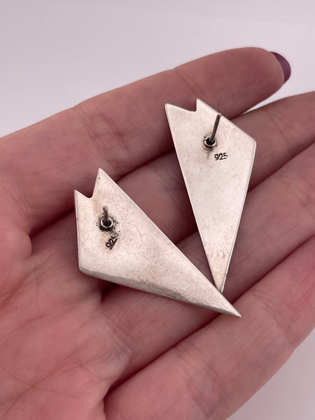 sterling silver triangle malachite post earrings