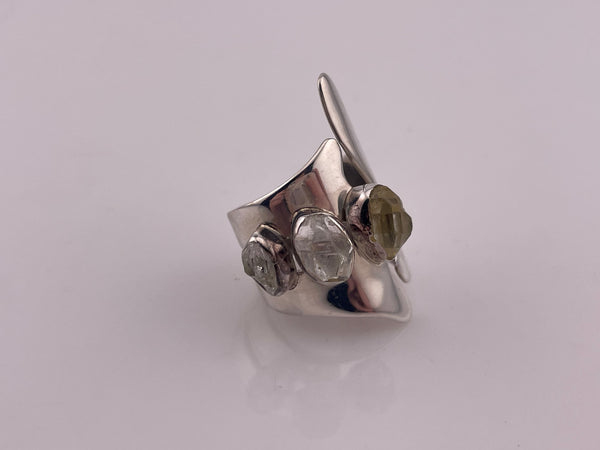 size 7.25 sterling silver designer Lilly Barrack quartz ring