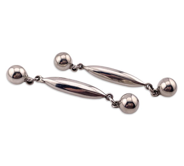 sterling silver 3-1/4" stoneless post dangle earrings