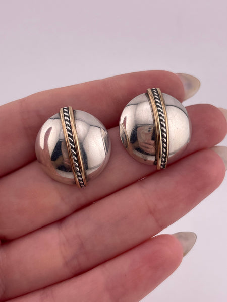 sterling silver & gold plated Mexican stoneless post earrings