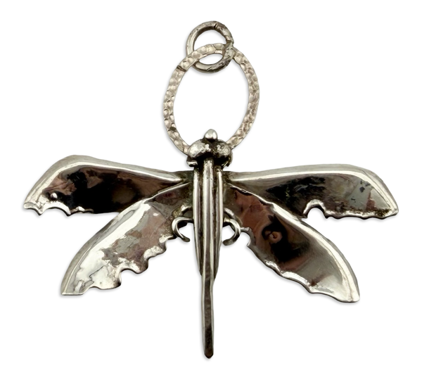 sterling silver 3" Lois Booth dragonfly pendant brooch